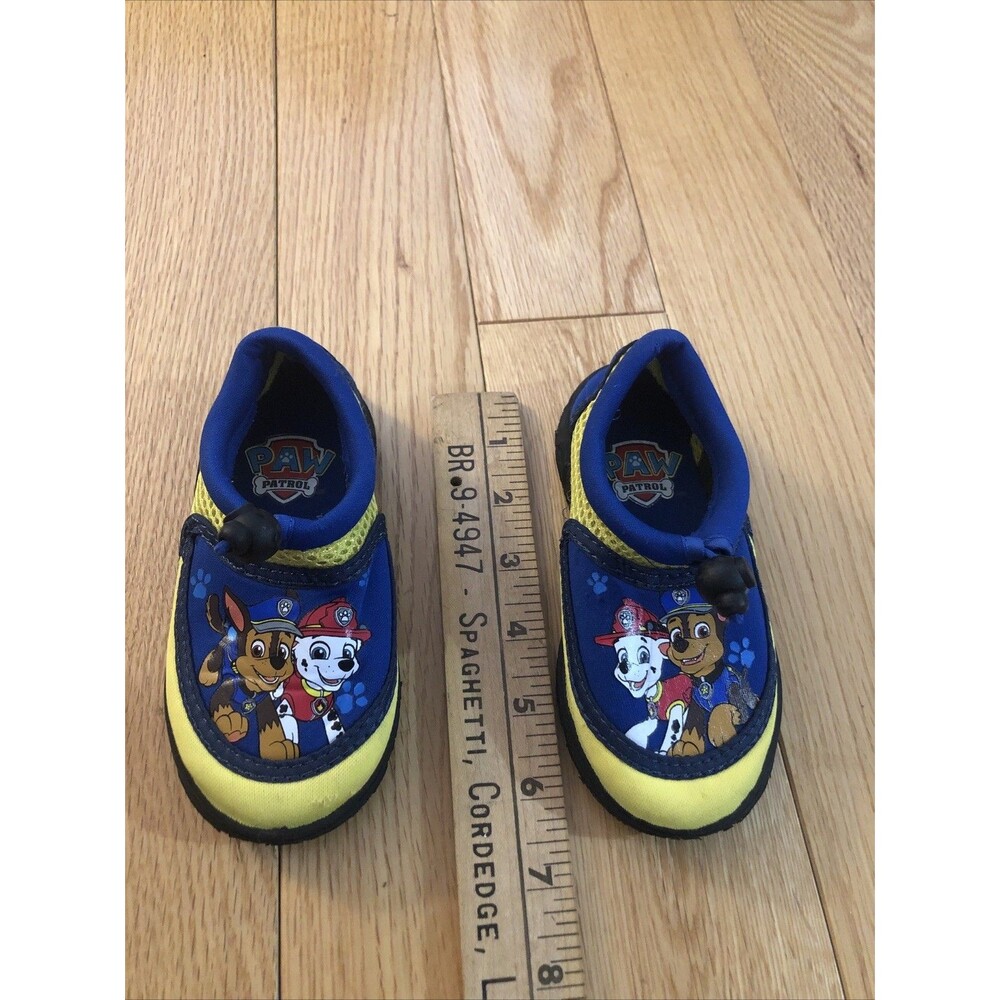 Paw Patrol Kids Beach Rubber Sole Water Shoes Drawstring Closure To Tighten Fit